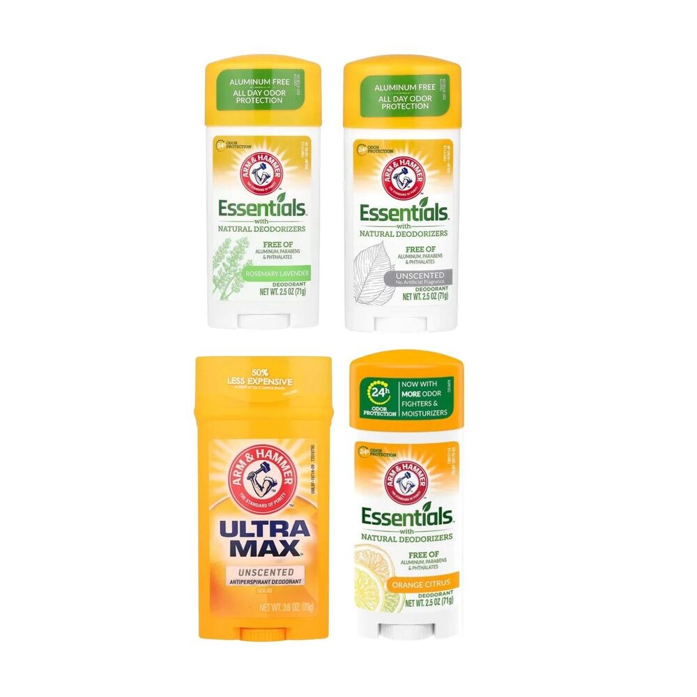 Arm & Hammer Deodorant 4-Pack - Rosemary Lav, Unscented, Ultramax & Orange Cit